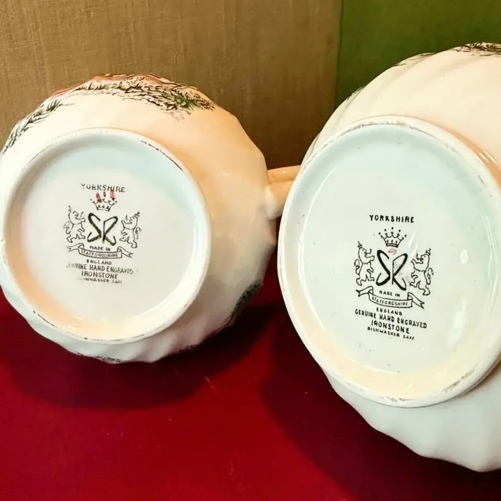 Yorkshire Staffordshire Ironstone Sugar & Creamer Set • England • Vintage